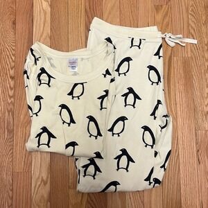 Hanna Andersson Women's Squeaky The Penguin Long John Pajama Set-‎ Size Medium